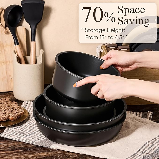 CAROTE 33pcs Pots and Pans Non Stick, Cookware Sets Detachable Handle, Induction Kitchen Pots and Pans,NonStick Cooking Set, Oven/Dishwasher/Fridge Safe, Space Saving
