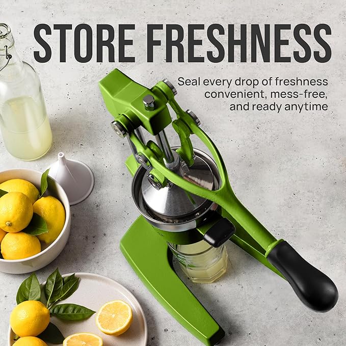 Zulay Kitchen Cast-Iron Orange Juice Squeezer - Heavy-Duty, Easy-to-Clean, Professional Citrus Juicer - Durable Stainless Steel Lemon Squeezer - Manual Citrus Press & Orange Squeezer (Light Green)