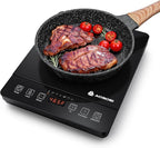 Portable Induction Cooktop 20 Temperature & Power Levels,1800W Single Burner Electric Cooktop with 6.8 inch Heating Coil,Low Noise Hot Plate with Timer