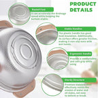 Colander Set with Plastic Handles, Stainless Steel Micro-Perforated Colanders Strainers for Draining Rinsing Washing, Ideal for Pasta Vegetables Fruits, Heavy Duty & Dishwasher Safe