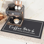 Findosom Dish Drying Mat, 16" x 20" Super Absorbent & Hide Stain Coffee Mat, Cuttable Drying Mat for Kitchen Counter, Coffee Bar Accessories, Under Dish Rack, Coffee Maker, Espresso Machine, Black