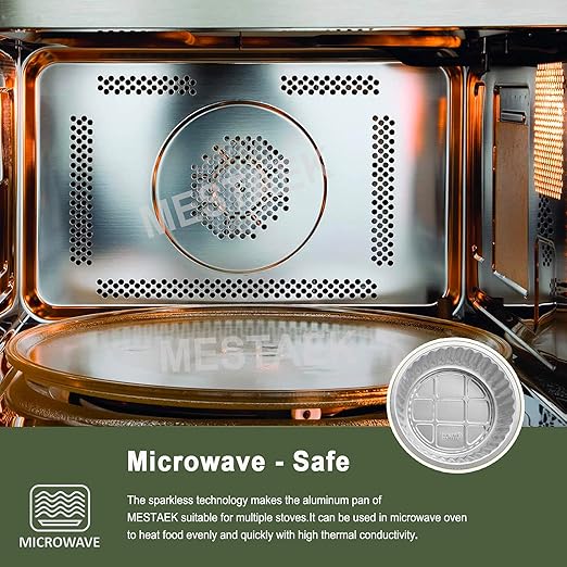 7" Deep Round Aluminum Foil Pans with Lids (5 Pack), Heavy Duty Grease-Resistant Foil Containers for Baking, Heating, Meal Prep & Food Storage, 3" Depth, 46oz