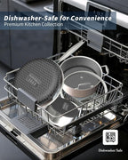 FogDream 7PCS Nonstick Cookware Set, 9.5" Fry Pan, 8 QT Soup Pot, 1.5 QT Sauce Pan with Tempered Glass Lids, Cool Handles, Dishwasher Safe, Induction Compatible for All Cooktops, Silver