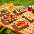 Aluminum Pans with Lids (100-Pack, 8.5"×6") 2.25 LB Capacity Foil Food Containers with Lids - 100 Pans and 100 Clear Lids - Disposable Tin Foil Pans - for Baking, Meal Prep and Freezer, Takeout