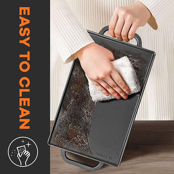GGC Cast Iron Reversible Grill Griddle，Double Sided Grill Pan Perfect for Gas Grills and Stove Tops, 13 x 8.25 Rectangular Baking Flat and Ribbed Griddle Plate