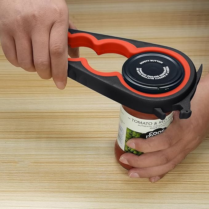 Otstar Jar Opener Bottle Opener and Can Opener for Weak hands, Seniors with Arthritis and Anyone with Low Strength, Mutil Jar Opener Get Lids Off Easily (Black and Red)