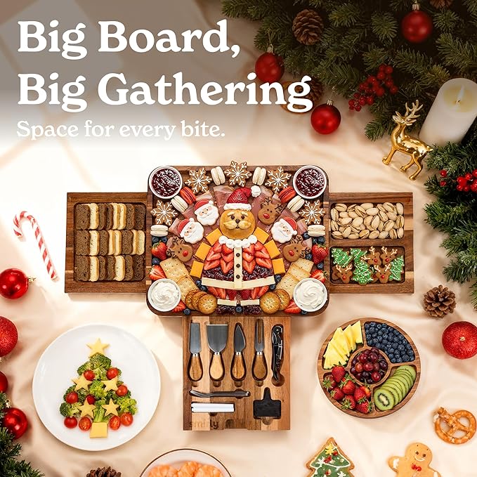 SMIRLY Charcuterie Boards Set - Large Acacia Cheese Board Set - House Warming Gifts New Home, Wedding Gift for Couple, Bridal Shower Gift, Birthday Gifts for Women