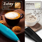 Zulay Kitchen Patented Tornado Triple Whisk Milk Frother with 4 Duracell Batteries – Handheld Foam Maker for Coffee, Lattes, Matcha & Hot Chocolate – Rich, Creamy Froth in Seconds - Teal Blue