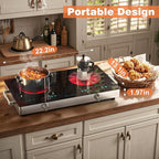 2 Burner Electric Cooktop - 24 Inch Portable Electric Stovetop 110V, 2000W Countertop Tow Burner Ceramic Cooktop with LCD Control Panel, Child Lock, Timer, Knob Control with Plug (Green)