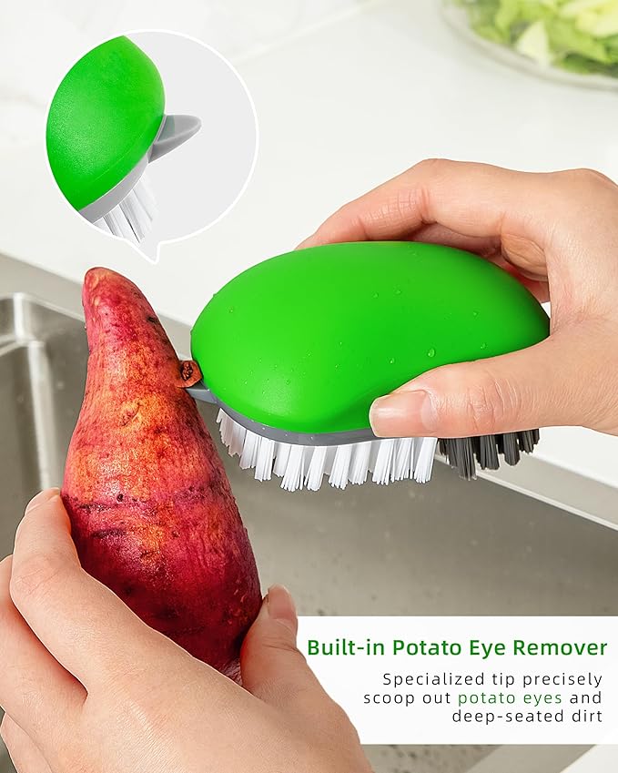 MR.SIGA Fruit and Vegetable Cleaning Brush with Non Slip Comfortable Grip, Pack of 2, Green