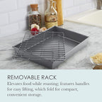Chicago Metallic Pro Non-Stick Roast and Broil Baking Pan with Rack, 13-Inch-by-9-Inch, Dark Gray