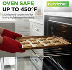 NutriChef 8-Pack Nonstick XL Cookie Sheets for Baking - 22" x 16" Extra Large Carbon Steel Oven Baking Trays - Non Stick Coating, Stackable Baking Pans