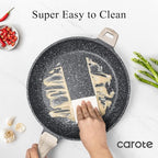 CAROTE 12inch Nonstick Frying Pan Skillet,Non Stick Granite Fry Pan Egg Pan Omelet Pans, Stone Cookware Chef's Pan, PFOA Free,Induction Compatible