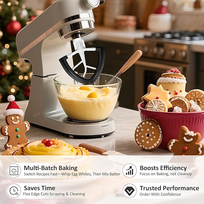 Flex Edge Beater for KitchenAid 4.5/5 Qt Tilt-Head Stand Mixer – Auto-Scrape Silicone Paddle, Dishwasher Safe, Flexible Silicone Edges Bowl Scraper For Kitchen Aid Accessories and Attachments (Black)