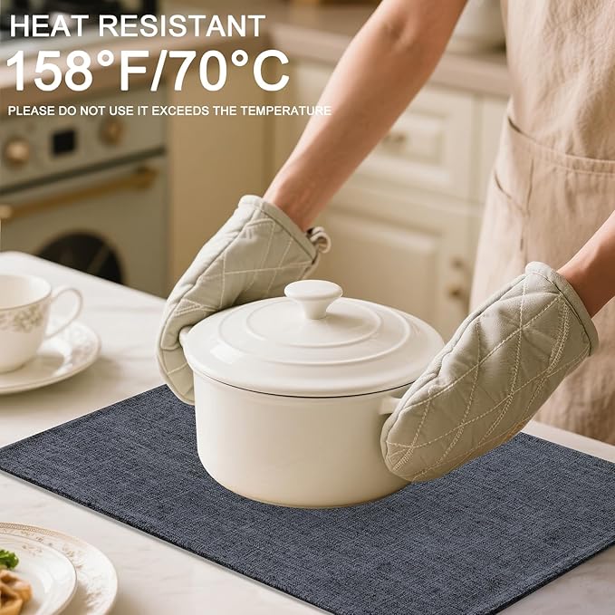 Homaxy Cloths Placemats for Dining Table Set of 6, Heat Resistant Washable Cotton Linen Blend Table Mats, Easy to Clean Place Mats for Indoor Outdoor Party Kitchen Decoration, Charcoal Gray