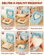 CHICHAUS Uncrustable Sandwich Maker,Sandwiches Pocket Circle Shape 3.7Inch Sandwich Cutter and Sealer,Sandwich Cutter for Kids Breakfast and lunchboxes (Heart Blue)