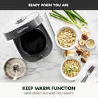 GreenPan Rice Cooker, 8 Cups Cooked (4 Uncooked), Low-Carb & Soup Mode,10 ONE-TOUCH Cooking Presets, PFAS-Free Ceramic Steamer Basket, Fuzzy Logic, Auto Keep Warm, Oats, 24HR Delay Timer, Graphite