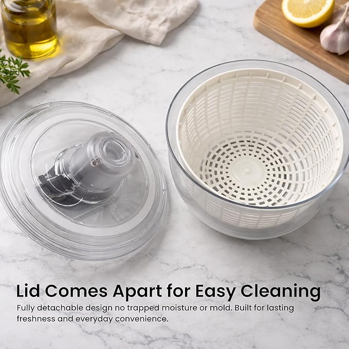 Good Grips Salad Spinner 6.3 Qt – Large Lettuce Spinner & Salad Cleaner with Bowl & Lid, Fruit Washer, Vegetable Cleaner, Strainer Bowl, Fast Drying Multipurpose Kitchen Tool