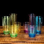 Set of 6 Hammered Style 15-ounce/430ml Acrylic Glasses Plastic Tumbler,BPA Free,Dishwasher Safe (Multi color)