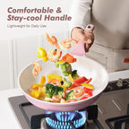SENSARTE Nonstick Ceramic Frying Pan 8-Inch, Healthy Non Toxic Skillet, Induction Compatible Omelet Pan with Heat Resistant Handle, PFAS-Free, Pink