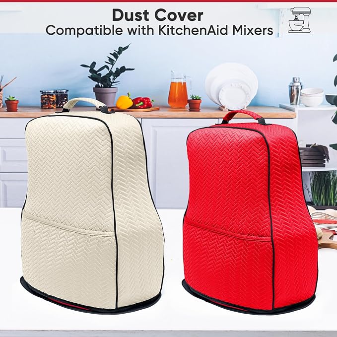 BAGSPRITE Stretchy Stand Mixer Cover with Appliance Slider– Washable Applicance Cover Compatible with KitchenAid Mixer 6/7/8 Quart – Dust Cover with Pockets for KitchenAid Accessories and Attachments