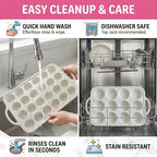 2-Pack Silicone Muffin Pan Set – Regular 12 Cup & Mini 24-Cup Silicone Muffin Pans for Baking – Nonstick Silicone Cupcake Pan with Metal-Reinforced Handles – BPA-Free, Dishwasher-Safe, Cream