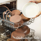 CAROTE 25-Piece Ceramic Cookware Set, Nonstick Pots and Pans Set with Detachable Handle, Non-Toxic Kitchen Cooking Set, Dishwasher & Oven Safe, Induction Compatible, PFAS Free, Chocolate