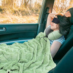 urnexttour Travel Pillow and Blanket Set Neck Pillows Soft Blankets with Sleep Mask Travel Essentials for Airplane Car Memory Foam Sage Green