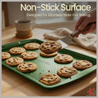 Green 10-Piece Bakeware Sets, Nonstick Carbon Steel Baking Sheet & Pans, Stackable Space-Saving Bakeware, Dishwasher Safe, Stain-resistant, PFOAPFOSPTFE Free, Oven Safe Up To 450°F (230°C)