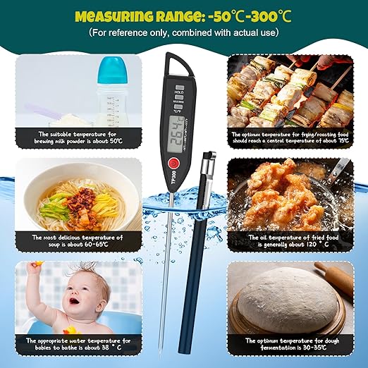 Copkim 10 Set Waterproof Food Thermometer for Water, Liquid, Candle and Cooking Digital Meat Thermometer with Long Probe Instant Read for Kitchen BBQ Grill Candy (White)