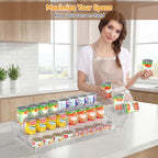 Yecuip Expandable Can Rack Organizer for Pantry, 3-Tier Adjustable Acrylic Can Storage Holder, Holds Up to 24 Cans, Canned Food Organizer for Cabinet, Countertop, Kitchen