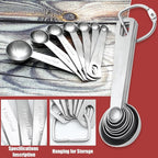 Luomorgo 7 Pcs/Set Measuring Spoons Set, Stainless Steel Measuring Spoons & Tablespoons, 1/8 tsp, 1/4 tsp, 1/2 tsp, 3/4 tsp, 1 tsp, 1/2 tbsp, 1 tbsp for Measuring Dry and Liquid Ingredients