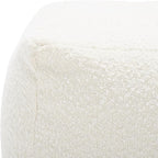 SAFAVIEH Couture Collection Samuels Ivory Boucle Ottoman Square Pouf (Fully Assembled)