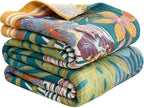 MSGKV Boho Throw Blanket for Couch and Sofa Cotton Blankets for Living Room Bedroom Reversable Florals Throw 60"x80" Breathable Cozy Blankets