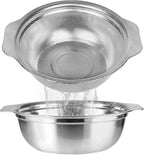 Stainless Steel Colander for Kitchen, 2.5QT Rice Washer Strainer with Mixing Bowl, Colander Bowl Set with Microporous for Washing Rice, Pasta, Spaghetti, Fruits, Dishwasher Safe(2PC)