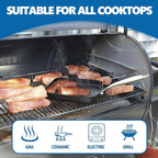 SafBbcue Square 11” Ridged Grill Pan - Non-Stick Ceramic Coated, Durable Skillet Indoor & Outdoor Grilling, Oven Gas & Induction Safe, for Weber Charbroil Camp Chef Grill, Black