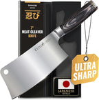 Cutluxe Meat Cleaver Knife – Ultra Sharp 7" Meat Cleaver, Butcher Knife, High Carbon Stainless Steel Blade, Full Tang Pakkawood Handle – Shinobi Series