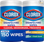 Clorox Disinfecting Wipes Value Pack, Bleach Free Cleaning Wipes, 75 Count Each, Pack of 2, Packaging May Vary
