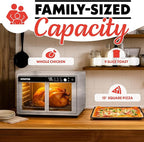 Gourmia French Door Digital Air Fryer Oven - XL 37QT Capacity, 12 Presets, FryForce 360° Tech, Dehydrate, Proof, Slow Cook, Fits 13” Pizza, 1700W, Stainless Steel