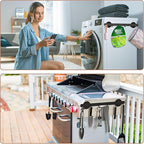 Magnetic Utensil Holder For Fridge, Heavy Duty Magnetic Coat Rack For Metal Door, Magnetic BBQ Tool Rack, Strong Magnet Bar With 6 Hooks Storage Hanger Hanging Kitchen Utensil, Coat, Towel, Grill Tool