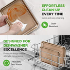 NutriChef 2-Piece Nonstick Stackable Cookie Sheet Set – Non-Toxic Carbon Steel Baking Pans – Heavy Duty, Warp-Resistant, Easy to Clean, Oven & Dishwasher Safe Bakeware