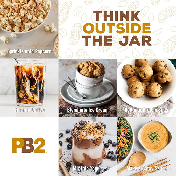 PB2 Pure Peanut Butter Powder - [2 lb/32 oz Jar] - No Added Sugar, No Added Salt, No Added Preservatives - 100% All Natural Roasted Peanuts - 6g of Plant-Based Protein