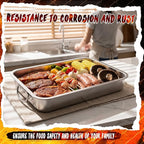 2 Pcs Extra Large Baking Pans 17.72 x 13.78 x 2.76'' Stainless Steel Lasagna Roasting Pan Large Uncovered Thickened Bake Trays with Handle for Kitchen Turkey Oven Lasagna ‌roasts Baking