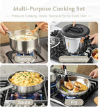 KOCH SYSTEME CS 14 Piece Stainless Steel Cookware Set with Pressure Cooker, Stainless Steel Pressure Cooker with Pots and Pans Set, 18/10 Stainless Steel Cookware Set, Induction Ready