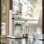 Aarke Carbonator lll with CO2 Cylinder, Sparkling & Carbonation Water Machine, Stainless Steel with PET BPA-Free Reusable Bottle Volume 1L/34 fl oz (Matte White)