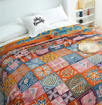 MSGKV Boho Throw Blanket King Size Christmas Blanket 100% Cotton Blankets for Couch Bed, Cotton Quilts Muslin Bed Blanket 90''x 98'' Cozy Pre-Washed Decor Gift for All Seasons