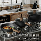 CAROTE Nonstick Pots and Pans, Induction Titanium Cookware Set 16pcs Kitchen Cooking Sets, Pot and Pan Non Stick w/Frying pan (PFOS, PFOA Free)