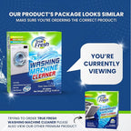 True Fresh Washing Machine Cleaner Tablets – 25-Pack Deep Cleaning for Front Loader, Top Load & HE Washers – Helps Remove Odor-Causing Residues, Pet Hair & Hard Water Buildup – Septic Safe