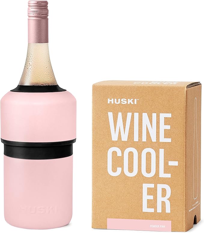 Huski Wine Chiller | Award Winning Iceless Design | Keeps Wine Cold up to 6 Hours | Next Generation Ice Bucket | Fits Some Champagne Bottles | for Wine Lovers (Pink)