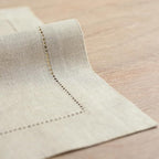 Solino Home Linen Square Placemats Set of 4-100% Pure Linen Natural Cloth Placemats 14 x 14 Inch - Classic Hemstitch, Machine Washable Place Mats for Holiday